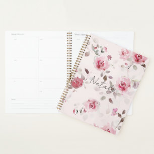 Chic Romantic Pink Floral Planer