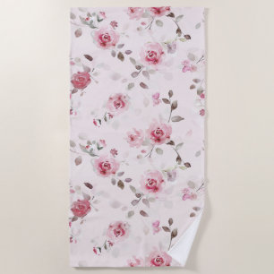 Chic Romantic Pink Floral Strandtuch