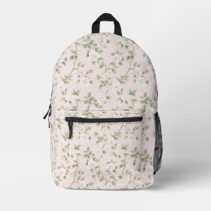 Chic Romantic Pink White Floral Bedruckter Rucksack