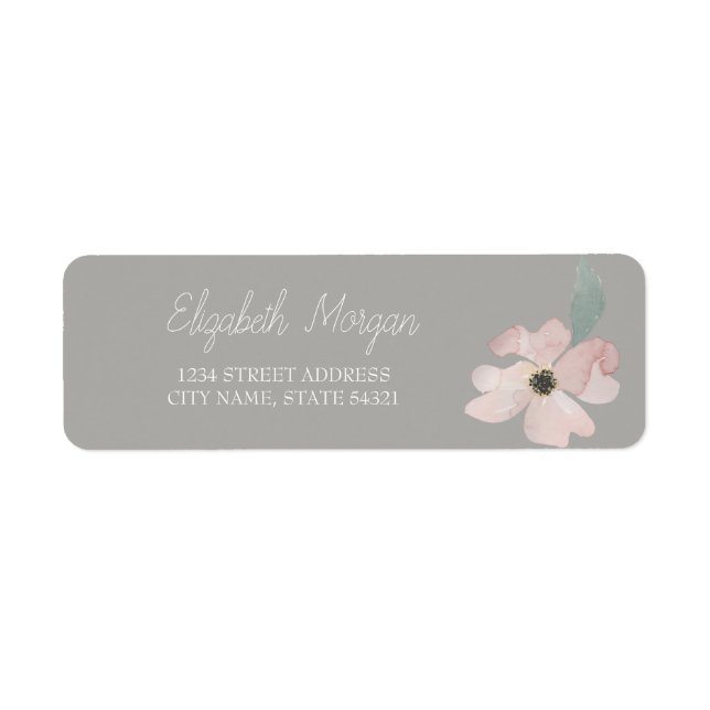 Chic Romantic Watercolor Blume Address Label (Vorne)