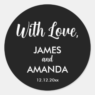 Chic Romantic Wedding "With Liebe" Gefallen-Label Runder Aufkleber