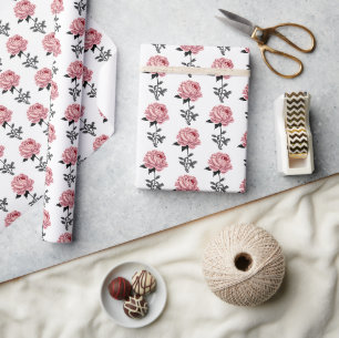 Chic romantische Vintage-Rosa Pfingstrose-Blume Geschenkpapier