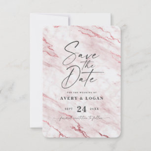 Chic Rosa Blush Marmor und Candy Pink Foil Details Save The Date