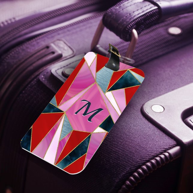 Chic rosa grau abstrakt geometrisch gepäckanhänger (Von Creator hochgeladen)