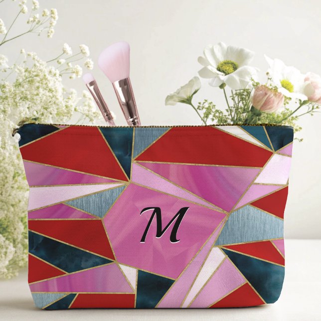 Chic rosa grau abstrakt geometrisch zubehörtasche (Von Creator hochgeladen)