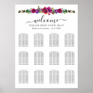 Chic rosa lila Aquarellfarben Hochzeitssitzkarten Poster