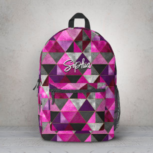 Chic rosa lila grau geometrisch bedruckter rucksack