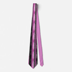 Chic Rosa Schwarz Glitter Streifen Glam Personalis Krawatte