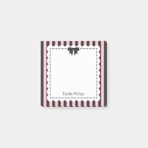 Chic Rosa Schwarze Streifen Gekrauster Rand & Schl Post-it Klebezettel