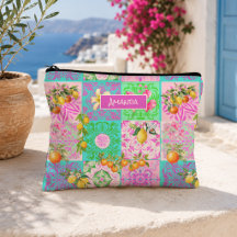 Chic rosa sizilianische Zitruscollage Blumenziegel