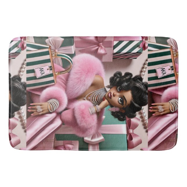 Chic Rosa und Grün Badematte (Vorderseite)