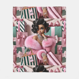 Chic Rosa und Grün Fleecedecke