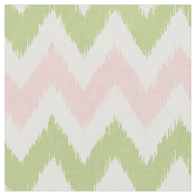 Chic rosa und grünes geometrisches Zickzack Muster Stoff (Nahaufnahme)