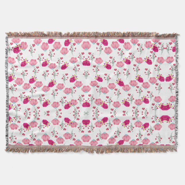 Chic rosa und rot floraler Druck nahtlos Muster Decke (Vorderseite)