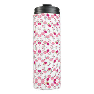 Chic rosa und rot floraler Druck nahtlos Muster Thermosbecher