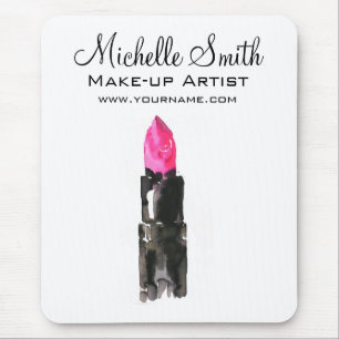 Chic rosa und schwarz Aquarellpinsel Makeup Mousepad