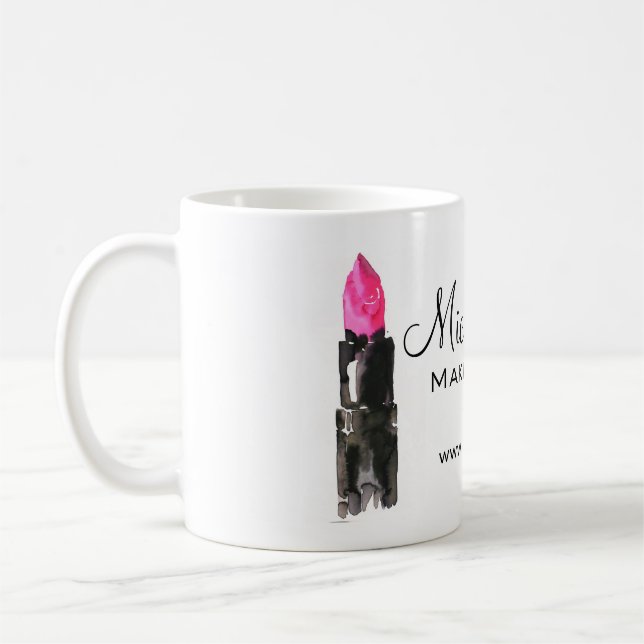 Chic rosa und schwarz Aquarellpinsel Makeup Tasse (Links)