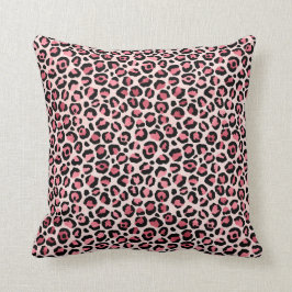 Chic rosa und schwarz leopard drucken kissen