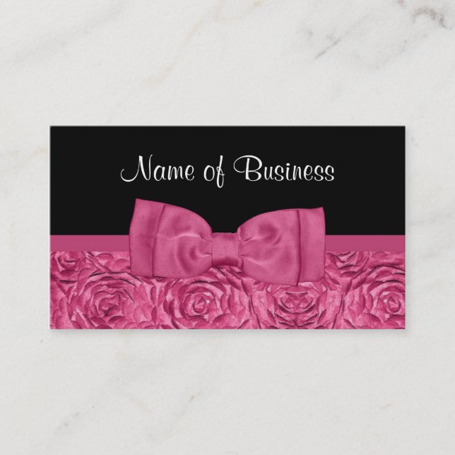 Chic Rosa und Schwarze Rose mit Girl Bow Visitenkarte (Vorderseite)