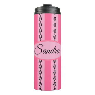 Chic rosa und schwarzes Mod-Muster, benutzerdefini Thermosbecher