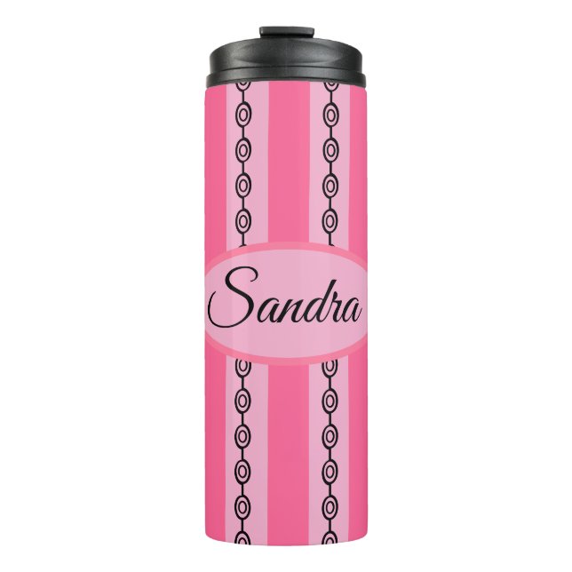 Chic rosa und schwarzes Mod-Muster, benutzerdefini Thermosbecher (Vorderseite)