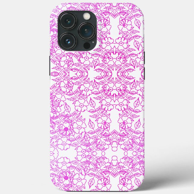 Chic rosa Vintages Blumenmuster Case-Mate iPhone Hülle (Rückseite)