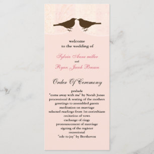 Chic rosa Vogelkäfig, Liebesvögel Hochzeitsprogram Programm