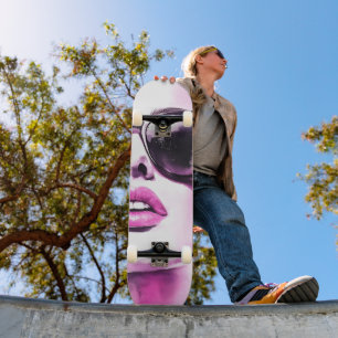 Chic rosa Wasserfarbe Mode Frau Sonnenbrille Skateboard
