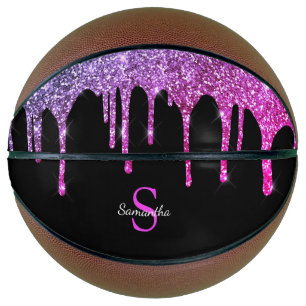 Chic rosafarbenes violettes Glitter Funkeln Tropfe Basketball