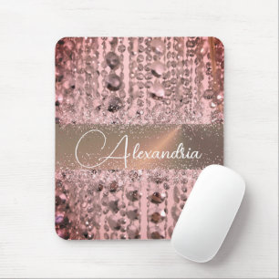 Chic Rose Blush Stringperlen Glitterie Mousepad