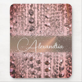 Chic Rose Blush Stringperlen Glitterie Mousepad