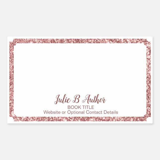 Chic Rose Gold Author Book Signate Plate Rechteckiger Aufkleber (Vorderseite)