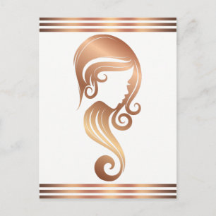 Chic Rose Gold Beauty Girl Haar- und Make-up-Salon Postkarte