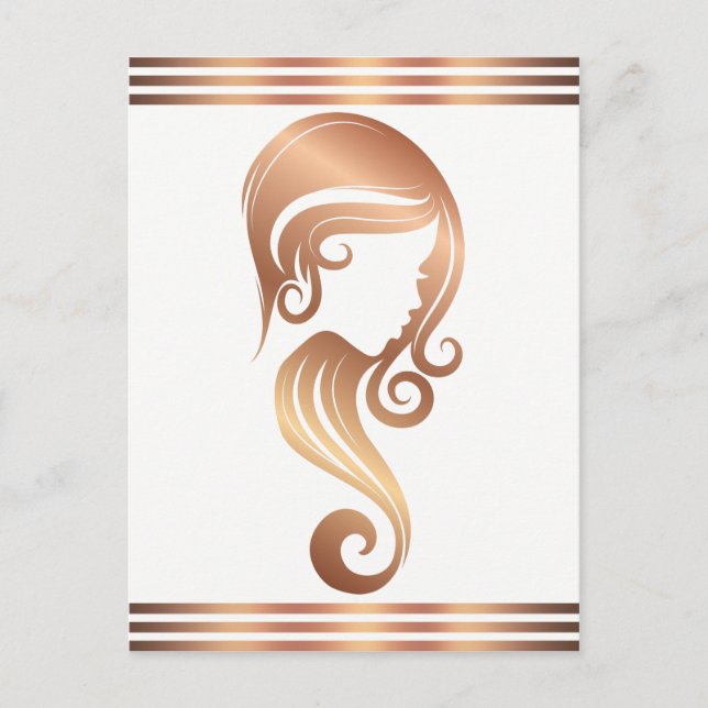Chic Rose Gold Beauty Girl Salon Postkarte (Vorderseite)