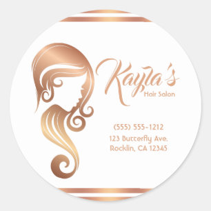 Chic Rose Gold Beauty Girl Salon Runder Aufkleber