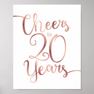 Chic Rose Gold BIS 20 JAHRE signieren Poster
