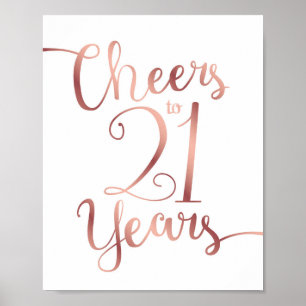 Chic Rose Gold BIS 21 JAHRE Signatur Print Poster