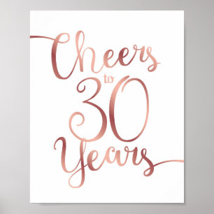 Chic Rose Gold BIS 30 JAHRE signieren Poster