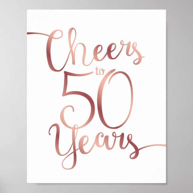 Chic Rose Gold BIS 50 JAHRE signieren Poster (Vorne)
