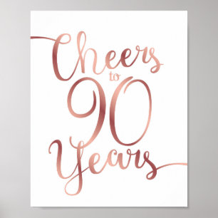 Chic Rose Gold BIS 90 JAHRE signieren Poster