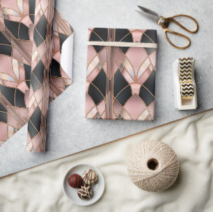 Chic Rose Gold Black Abstrakt Geschenkpapier