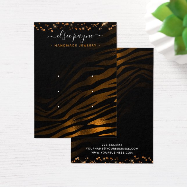 Chic Rose Gold & Black Earring Display Card (Schreibtisch)