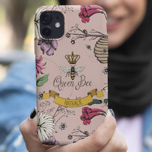 Chic Rose Gold, Black & Gold Queen Bee & Crown Case-Mate iPhone Hülle