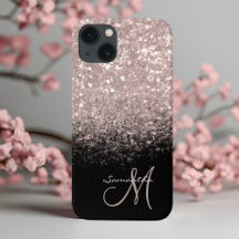 Chic Rose Gold & Black Monogram