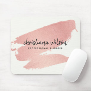CHIC ROSE GOLD BLUSH PINK BRUSH STROKE KALLIGRAPHI MOUSEPAD
