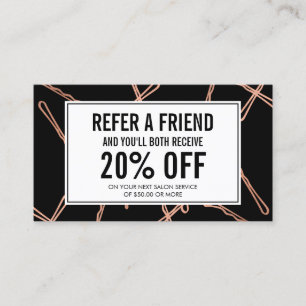 Chic Rose Gold Bobby Buttone auf Black Refercard Empfehlungskarte