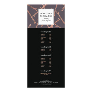 Chic Rose Gold Bobby Buttone Friseur Stylist Salon Werbekarte
