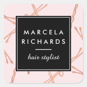 Chic Rose Gold Bobby Buttone Friseur Stylistische  Quadratischer Aufkleber