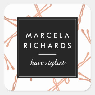 Chic Rose Gold Bobby Buttone Friseur Stylistische  Quadratischer Aufkleber