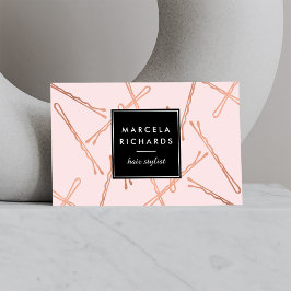 Chic Rose Gold Bobby Buttone Friseur Stylistische  Visitenkarte